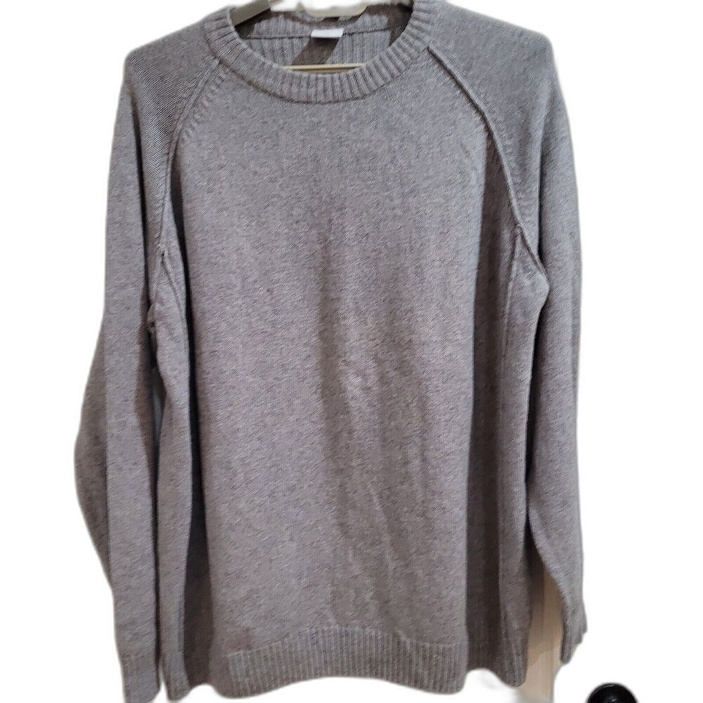Columbia Sweater Cotton Wool Blend Grey XXL 2XL Men Exposed Seams